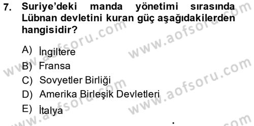 Orta Doğuda Siyaset Dersi 2014 - 2015 Yılı (Vize) Ara Sınav Soruları 7. Soru