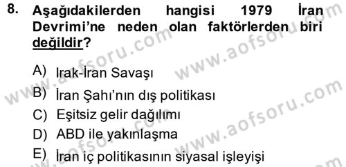Orta Doğuda Siyaset Dersi 2014 - 2015 Yılı (Vize) Ara Sınav Soruları 8. Soru
