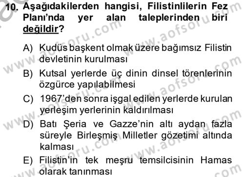 Orta Doğuda Siyaset Dersi 2014 - 2015 Yılı (Final) Dönem Sonu Sınav Soruları 10. Soru
