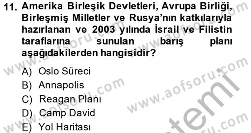 Orta Doğuda Siyaset Dersi 2014 - 2015 Yılı (Final) Dönem Sonu Sınav Soruları 11. Soru