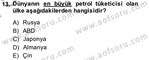 Orta Doğuda Siyaset Dersi 2014 - 2015 Yılı (Final) Dönem Sonu Sınav Soruları 13. Soru