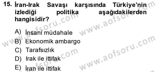 Orta Doğuda Siyaset Dersi 2014 - 2015 Yılı (Final) Dönem Sonu Sınav Soruları 15. Soru