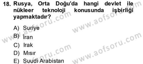 Orta Doğuda Siyaset Dersi 2014 - 2015 Yılı (Final) Dönem Sonu Sınav Soruları 18. Soru