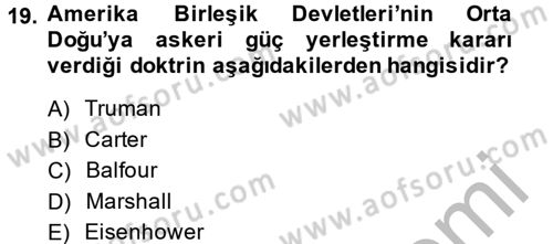 Orta Doğuda Siyaset Dersi 2014 - 2015 Yılı (Final) Dönem Sonu Sınav Soruları 19. Soru