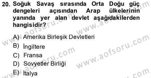Orta Doğuda Siyaset Dersi 2014 - 2015 Yılı (Final) Dönem Sonu Sınav Soruları 20. Soru