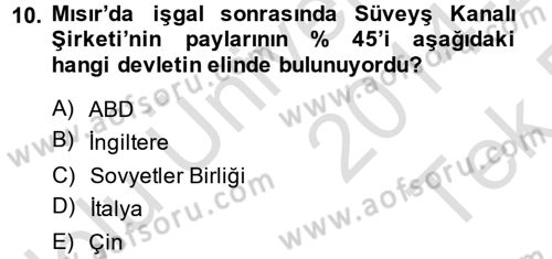 Orta Doğuda Siyaset Dersi 2014 - 2015 Yılı Tek Ders Sınav Soruları 10. Soru