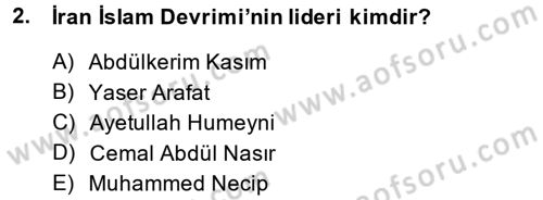 Orta Doğuda Siyaset Dersi 2014 - 2015 Yılı Tek Ders Sınav Soruları 2. Soru