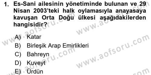 Orta Doğuda Siyaset Dersi 2015 - 2016 Yılı (Vize) Ara Sınav Soruları 1. Soru