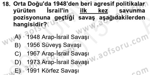Orta Doğuda Siyaset Dersi 2015 - 2016 Yılı (Vize) Ara Sınav Soruları 18. Soru