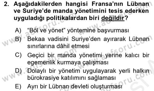 Orta Doğuda Siyaset Dersi 2015 - 2016 Yılı (Vize) Ara Sınav Soruları 2. Soru