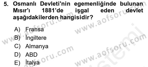 Orta Doğuda Siyaset Dersi 2015 - 2016 Yılı (Vize) Ara Sınav Soruları 5. Soru