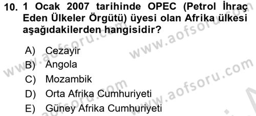 Orta Doğuda Siyaset Dersi 2015 - 2016 Yılı (Final) Dönem Sonu Sınav Soruları 10. Soru