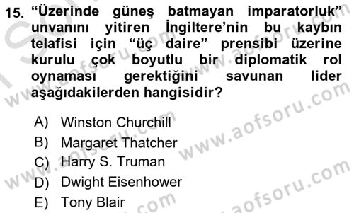 Orta Doğuda Siyaset Dersi 2015 - 2016 Yılı (Final) Dönem Sonu Sınav Soruları 15. Soru