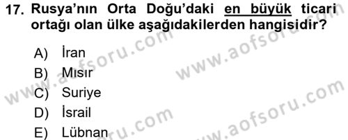 Orta Doğuda Siyaset Dersi 2015 - 2016 Yılı (Final) Dönem Sonu Sınav Soruları 17. Soru