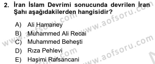 Orta Doğuda Siyaset Dersi 2015 - 2016 Yılı (Final) Dönem Sonu Sınav Soruları 2. Soru