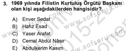 Orta Doğuda Siyaset Dersi 2015 - 2016 Yılı (Final) Dönem Sonu Sınav Soruları 3. Soru