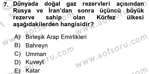Orta Doğuda Siyaset Dersi 2015 - 2016 Yılı (Final) Dönem Sonu Sınav Soruları 7. Soru