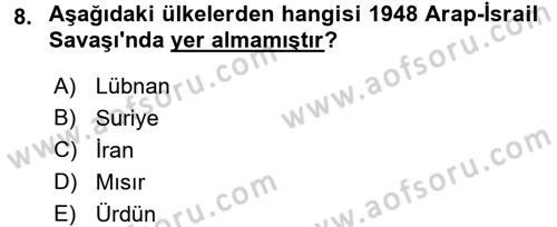 Orta Doğuda Siyaset Dersi 2015 - 2016 Yılı (Final) Dönem Sonu Sınav Soruları 8. Soru