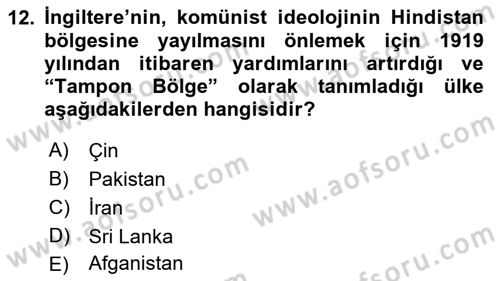 Orta Doğuda Siyaset Dersi 2015 - 2016 Yılı Tek Ders Sınav Soruları 12. Soru