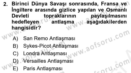 Orta Doğuda Siyaset Dersi 2015 - 2016 Yılı Tek Ders Sınav Soruları 2. Soru