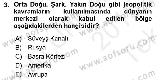 Orta Doğuda Siyaset Dersi 2015 - 2016 Yılı Tek Ders Sınav Soruları 3. Soru