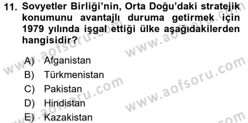 Orta Doğuda Siyaset Dersi 2016 - 2017 Yılı 3 Ders Sınav Soruları 11. Soru