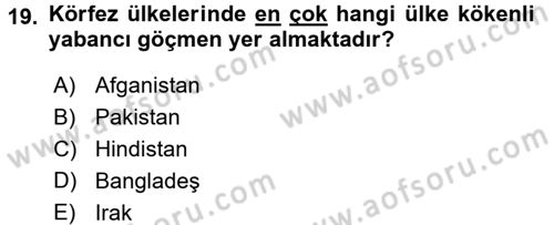 Orta Doğuda Siyaset Dersi 2016 - 2017 Yılı 3 Ders Sınav Soruları 19. Soru