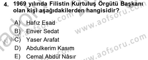 Orta Doğuda Siyaset Dersi 2016 - 2017 Yılı 3 Ders Sınav Soruları 4. Soru