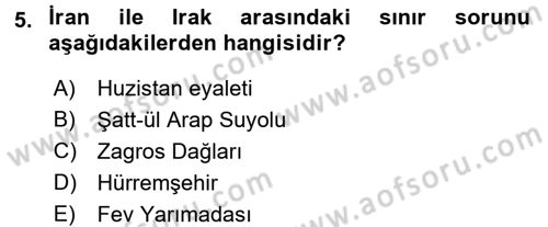 Orta Doğuda Siyaset Dersi 2016 - 2017 Yılı 3 Ders Sınav Soruları 5. Soru