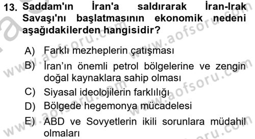 Orta Doğuda Siyaset Dersi 2016 - 2017 Yılı (Vize) Ara Sınav Soruları 13. Soru