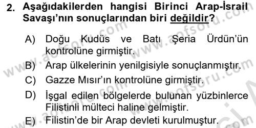 Orta Doğuda Siyaset Dersi 2016 - 2017 Yılı (Final) Dönem Sonu Sınav Soruları 2. Soru