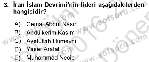 Orta Doğuda Siyaset Dersi 2016 - 2017 Yılı (Final) Dönem Sonu Sınav Soruları 3. Soru