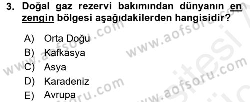 Orta Doğuda Siyaset Dersi 2017 - 2018 Yılı 3 Ders Sınav Soruları 3. Soru