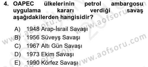 Orta Doğuda Siyaset Dersi 2017 - 2018 Yılı 3 Ders Sınav Soruları 4. Soru