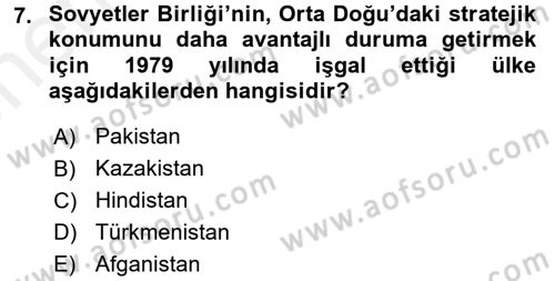 Orta Doğuda Siyaset Dersi 2017 - 2018 Yılı (Vize) Ara Sınav Soruları 7. Soru