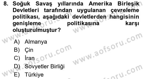 Orta Doğuda Siyaset Dersi 2017 - 2018 Yılı (Vize) Ara Sınav Soruları 8. Soru