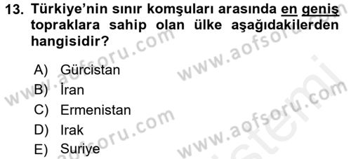 Orta Doğuda Siyaset Dersi 2017 - 2018 Yılı (Final) Dönem Sonu Sınav Soruları 13. Soru