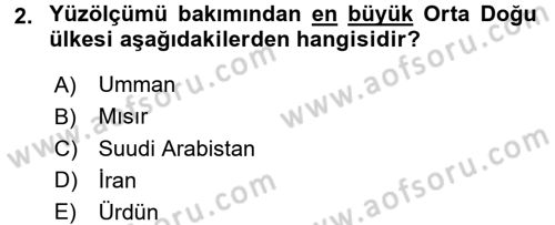 Orta Doğuda Siyaset Dersi 2017 - 2018 Yılı (Final) Dönem Sonu Sınav Soruları 2. Soru