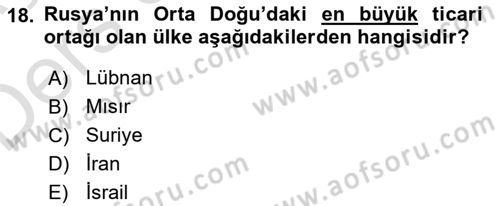 Orta Doğuda Siyaset Dersi 2018 - 2019 Yılı 3 Ders Sınav Soruları 18. Soru