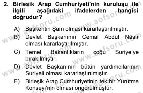 Orta Doğuda Siyaset Dersi 2018 - 2019 Yılı 3 Ders Sınav Soruları 2. Soru