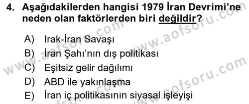 Orta Doğuda Siyaset Dersi 2018 - 2019 Yılı (Vize) Ara Sınav Soruları 4. Soru