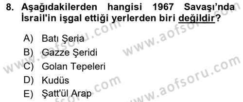 Orta Doğuda Siyaset Dersi 2018 - 2019 Yılı Yaz Okulu Sınav Soruları 8. Soru