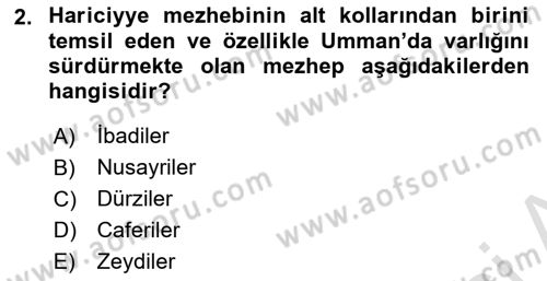 Orta Doğuda Siyaset Dersi 2020 - 2021 Yılı Yaz Okulu Sınav Soruları 2. Soru
