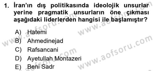 Orta Doğuda Siyaset Dersi 2021 - 2022 Yılı (Vize) Ara Sınav Soruları 1. Soru
