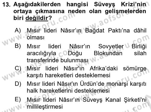 Orta Doğuda Siyaset Dersi 2021 - 2022 Yılı (Vize) Ara Sınav Soruları 13. Soru