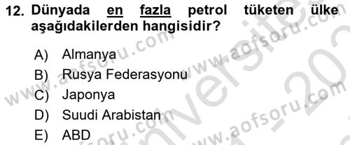 Orta Doğuda Siyaset Dersi 2021 - 2022 Yılı (Final) Dönem Sonu Sınav Soruları 12. Soru