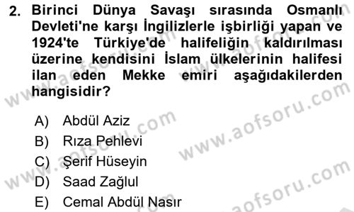 Orta Doğuda Siyaset Dersi 2021 - 2022 Yılı (Final) Dönem Sonu Sınav Soruları 2. Soru