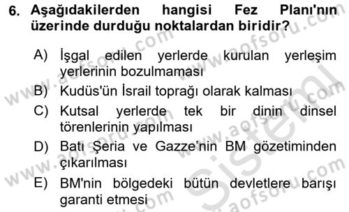Orta Doğuda Siyaset Dersi 2021 - 2022 Yılı (Final) Dönem Sonu Sınav Soruları 6. Soru