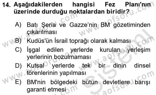 Orta Doğuda Siyaset Dersi 2022 - 2023 Yılı Yaz Okulu Sınav Soruları 14. Soru