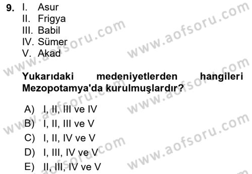 Orta Doğuda Siyaset Dersi 2022 - 2023 Yılı Yaz Okulu Sınav Soruları 9. Soru